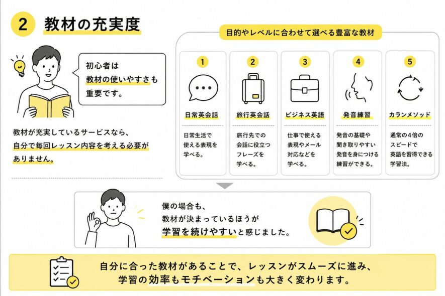 教材の充実度 が大切